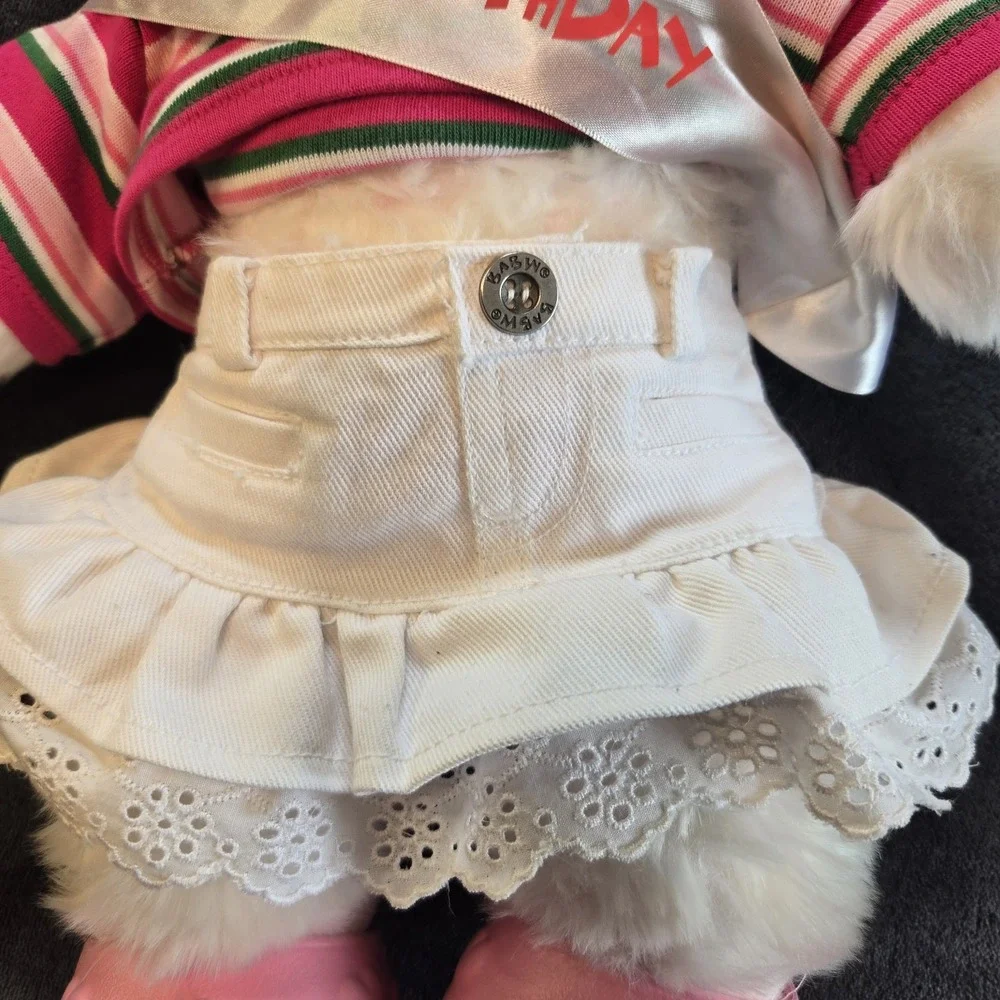Build a Bear White and Pink Bear Plush with‎ Clothes and Shoes